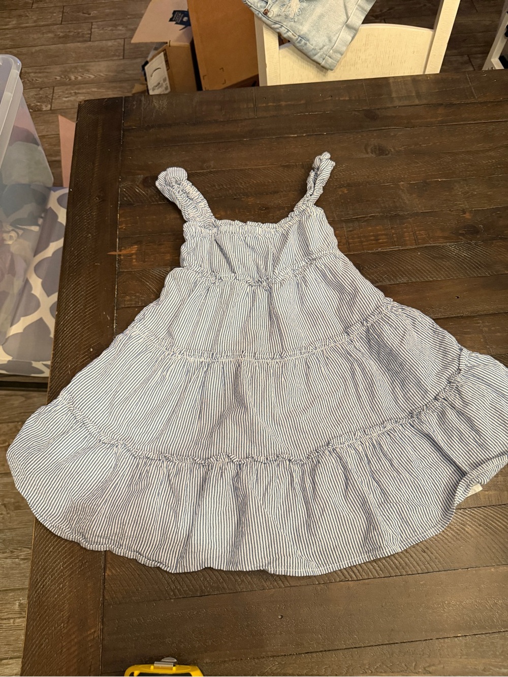Vineyard Vines Blue and White Striped Tiered Sundress